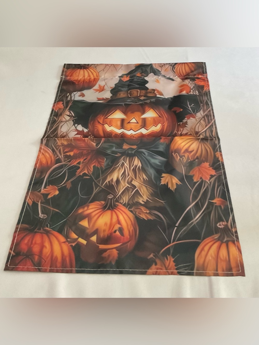 Halloween Jack-o'-Lantern Garden Flag - Orange & Black